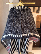 The Cassia Muse — Striped Muslin Suit with Dori Work-black-dupatta