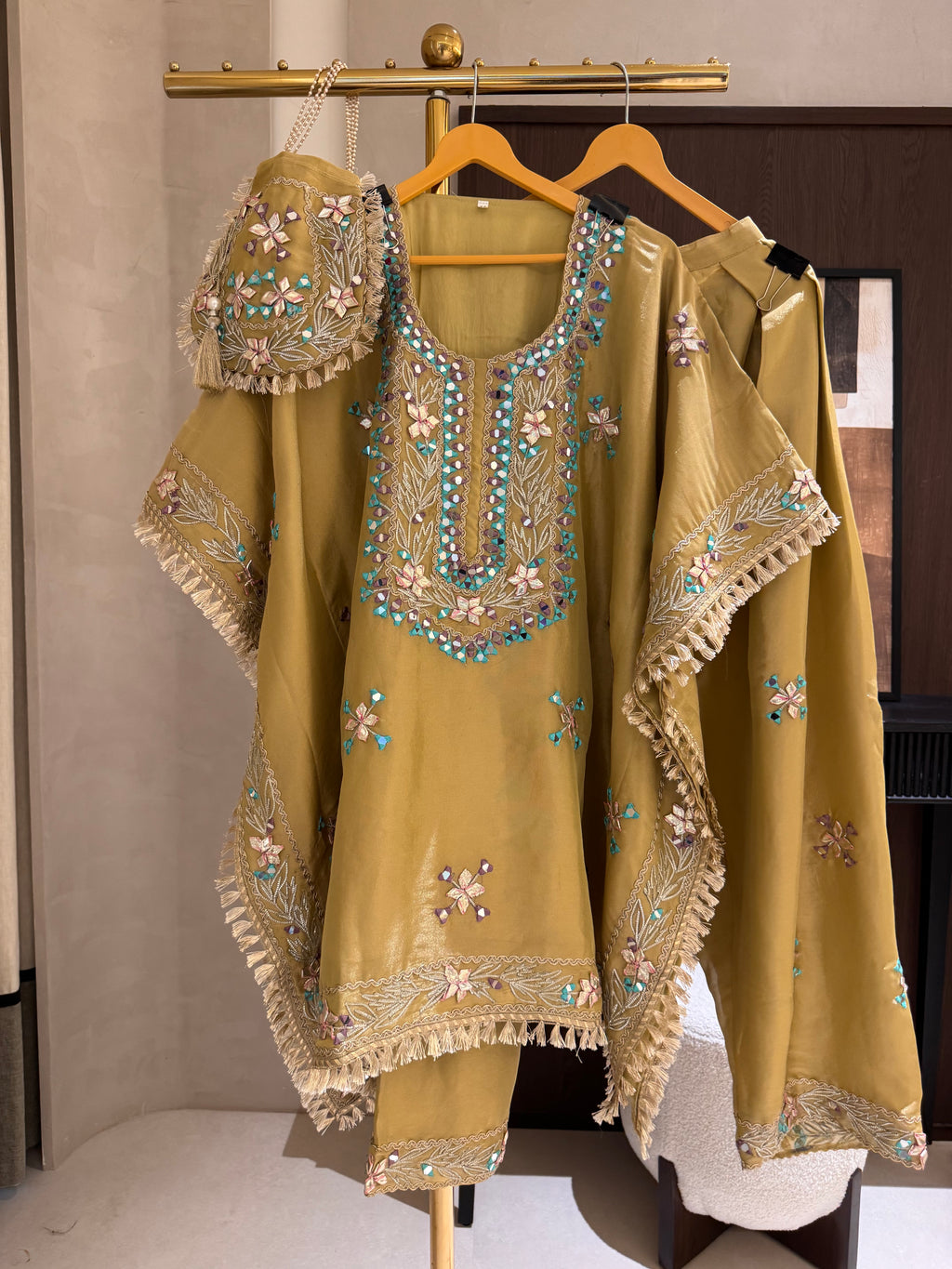 The Kaftan Edit Vol. 01 — Shimmer Silk Set with Mirror Work