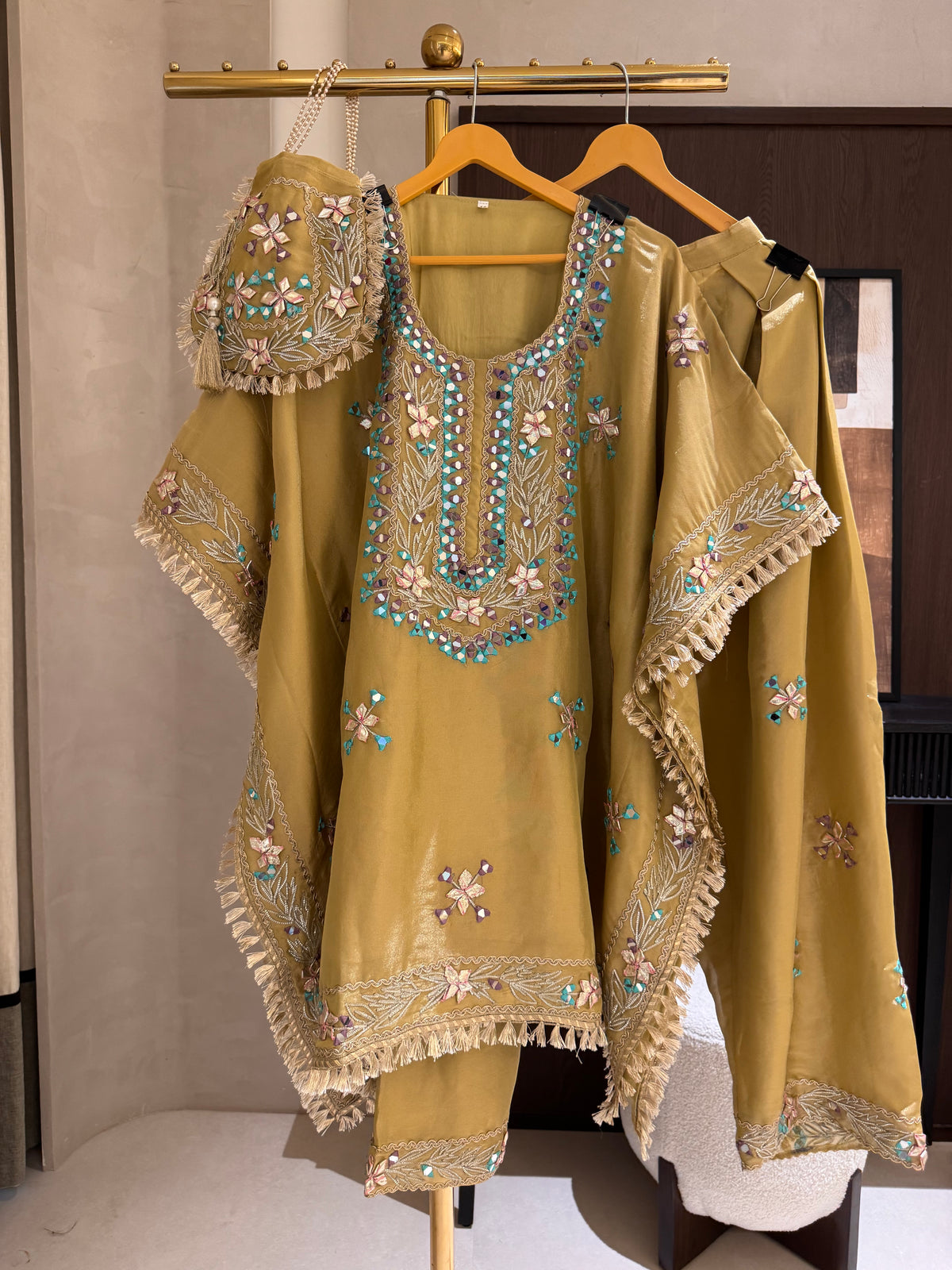 The Kaftan Edit Vol. 01 — Shimmer Silk Set with Mirror Work