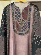 The Rang Aura — Russian Silk Suit with Sequin Embellished Yoke-mauve-close up