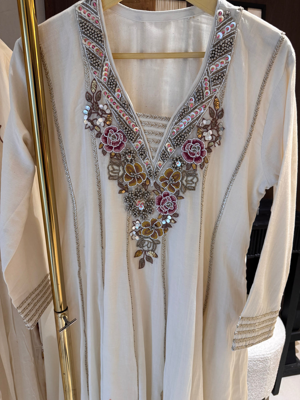 The Rosalie Bloom — Mul Peplum Kameez with Gharara-dusty rose-close up
