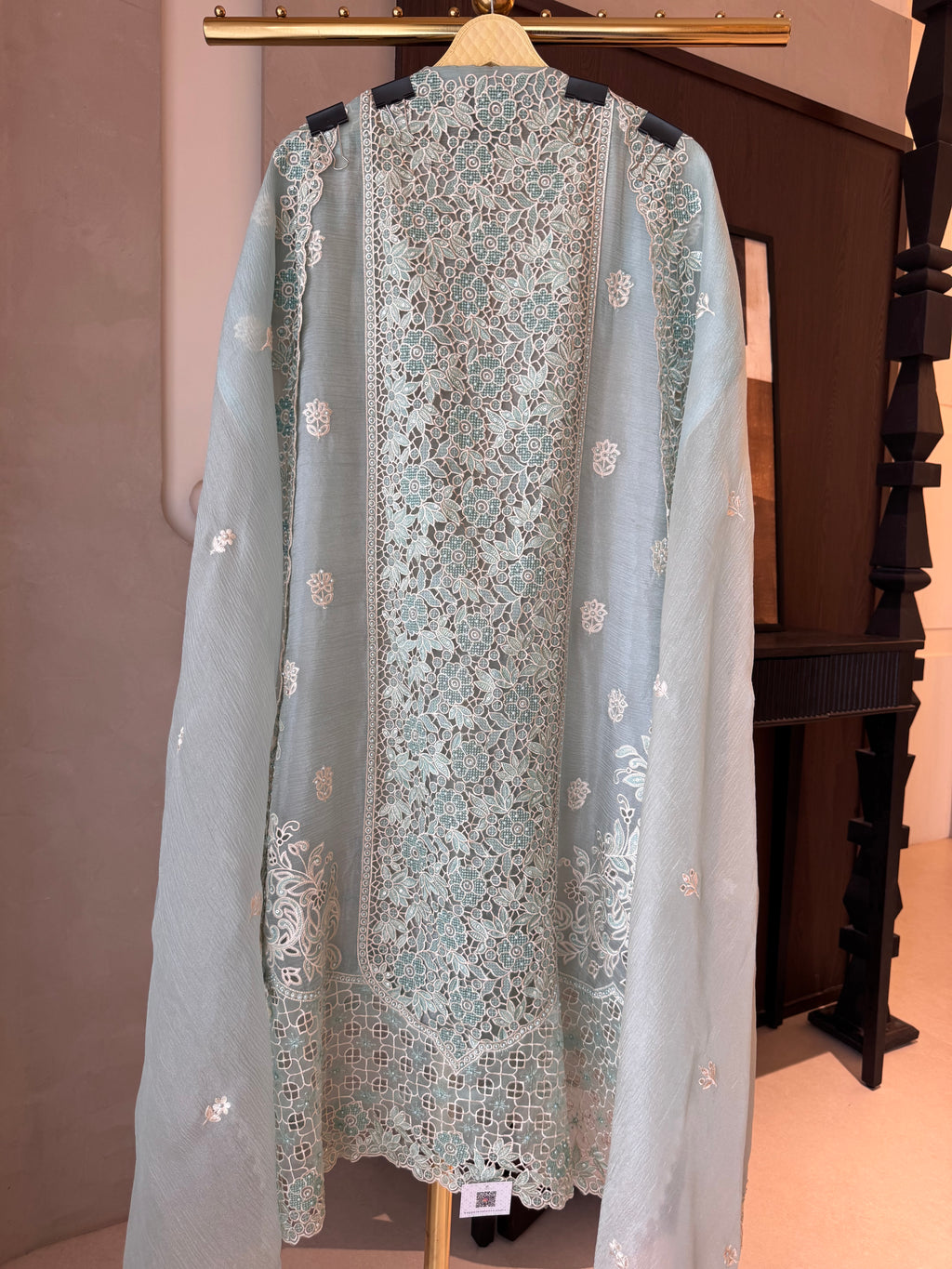 The Marble Lattice — Marble Chiffon Suit with Cutwork