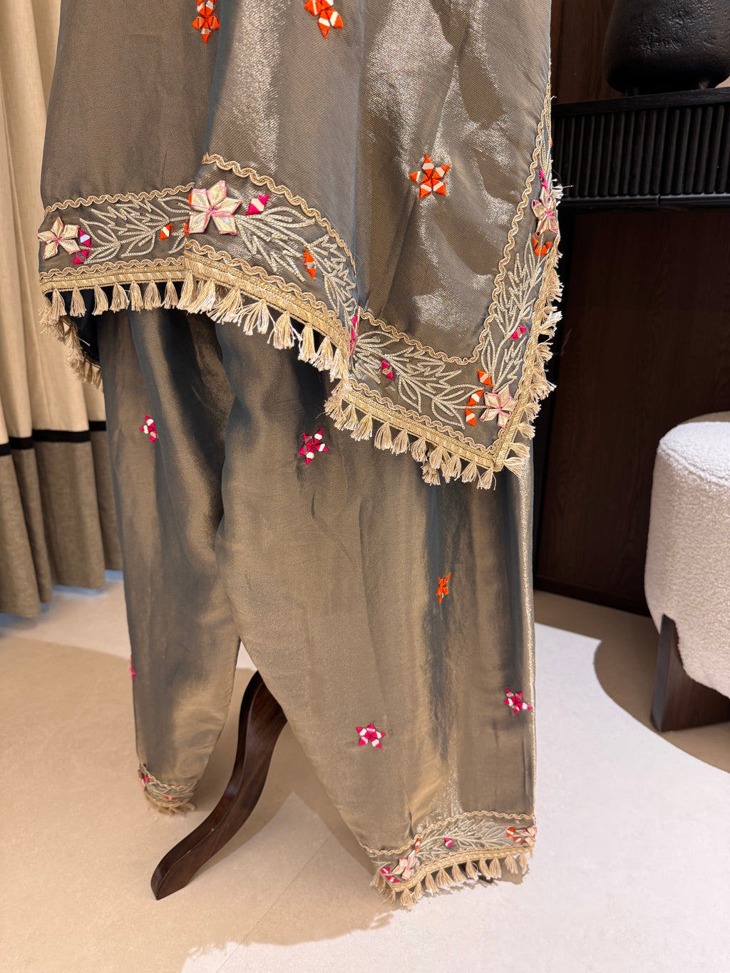 The Kaftan Edit Vol. 01 — Shimmer Silk Set with Mirror Work