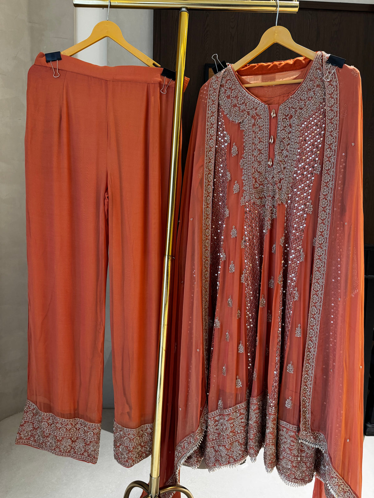 The Regal Flare — Georgette Anarkali Set with Bead Work