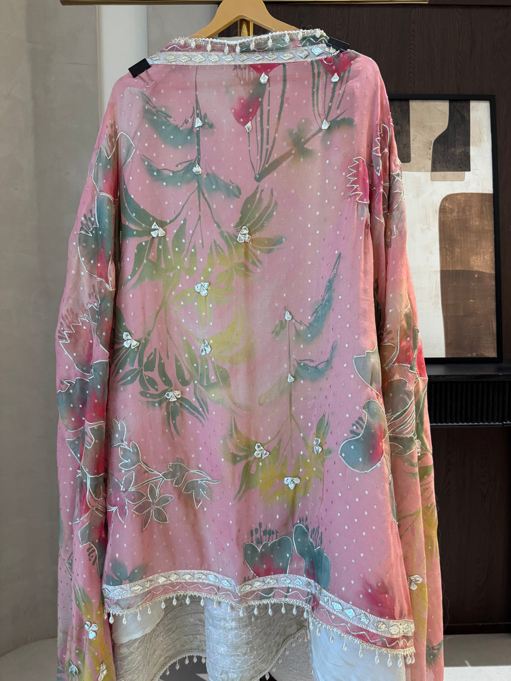The Chandni Bloom — Shimmer Silk Suit with Gota Work-bush pink- dupatta 
