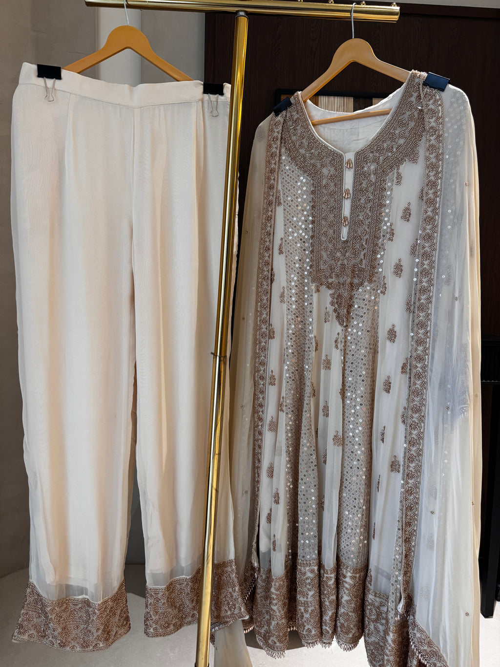 The Regal Flare — Georgette Anarkali Set with Bead Work