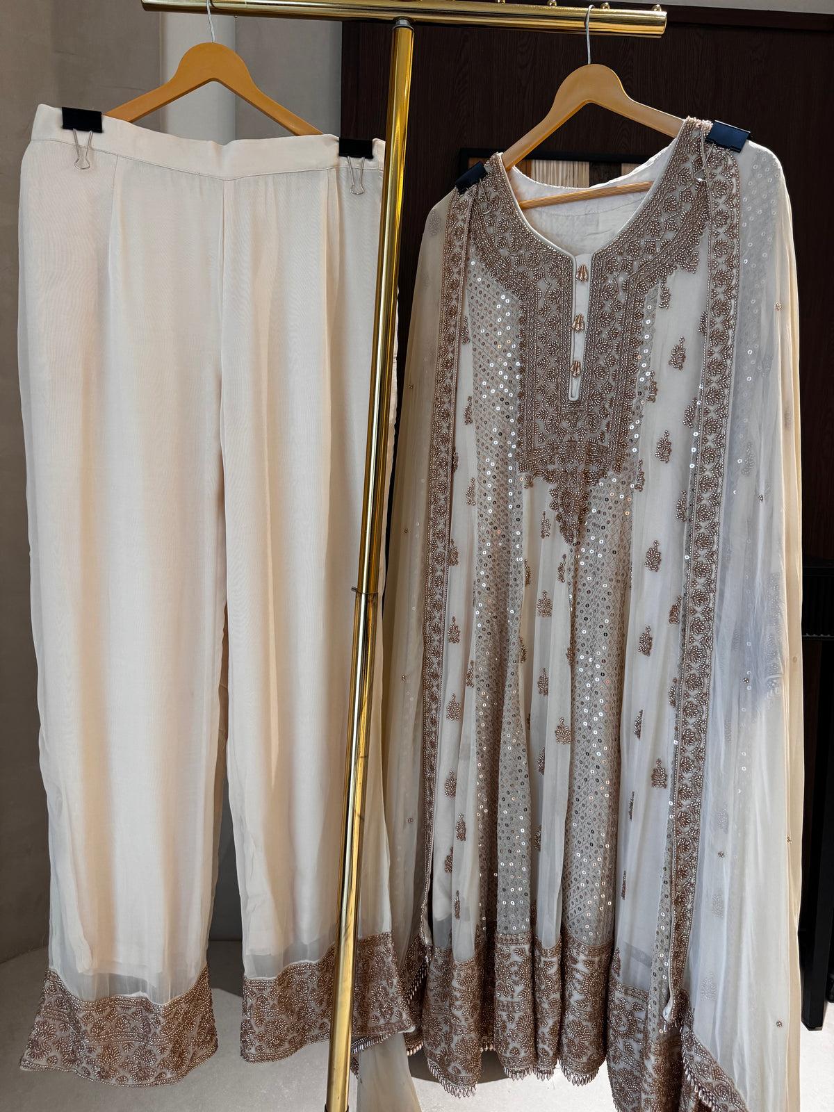 The Regal Flare — Georgette Anarkali Set with Bead Work