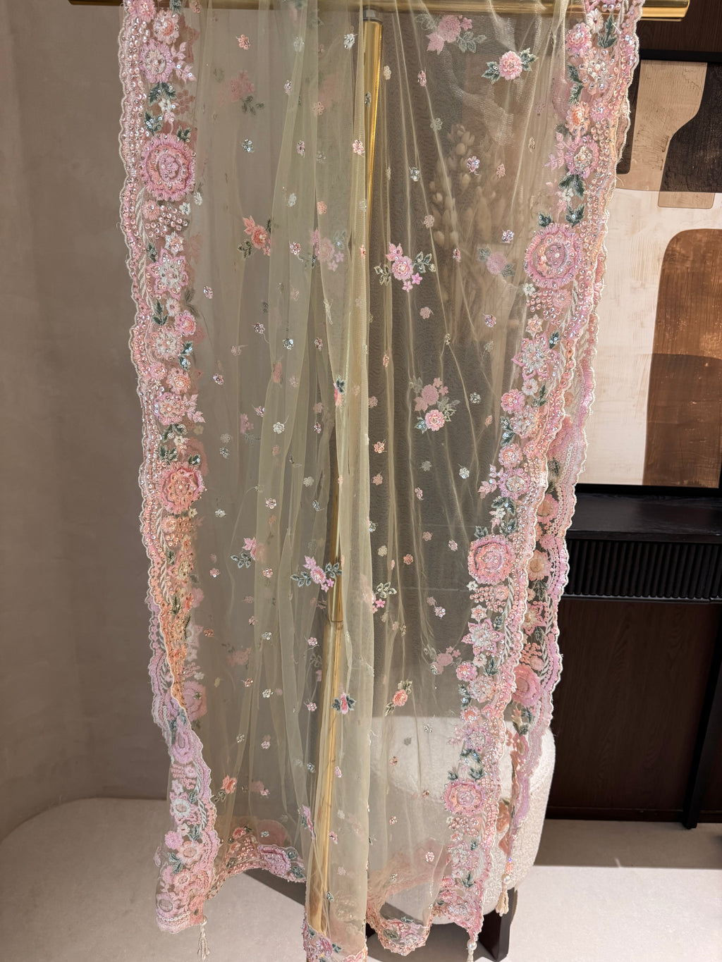 The Petal Veil — Net Set with 3D Floral Embroidery