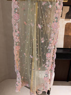 The Petal Veil — Net Set with 3D Floral Embroidery