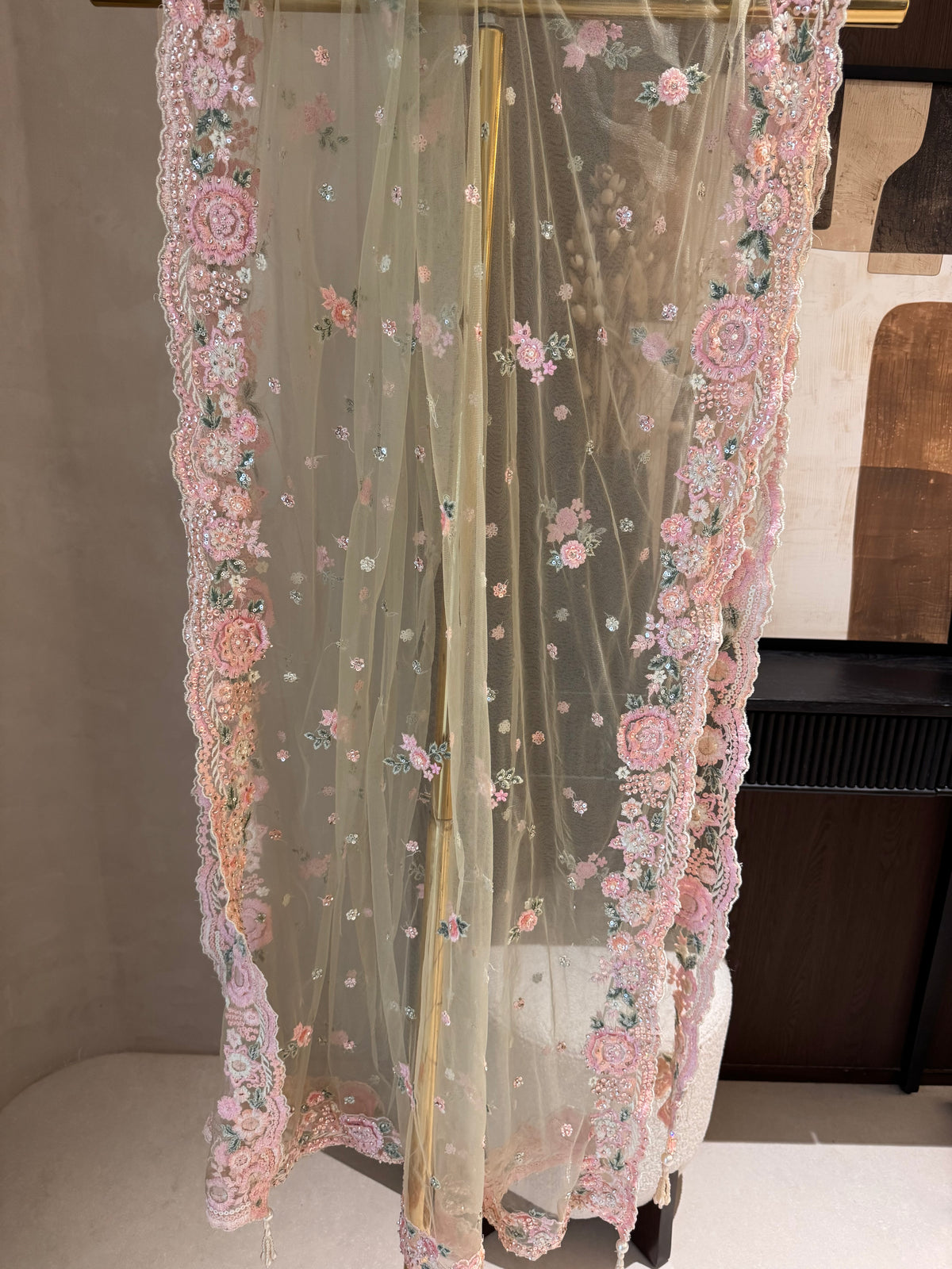 The Petal Veil — Net Set with 3D Floral Embroidery
