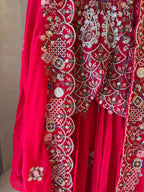 The Seraphine Bloom — Indowestern Cape Set with Zardosi Embroidery-rust-close up