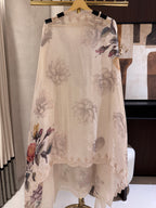 The Garden Scroll — Glass Organza Suit with Digital Print Dupatta-ivory-dupatta