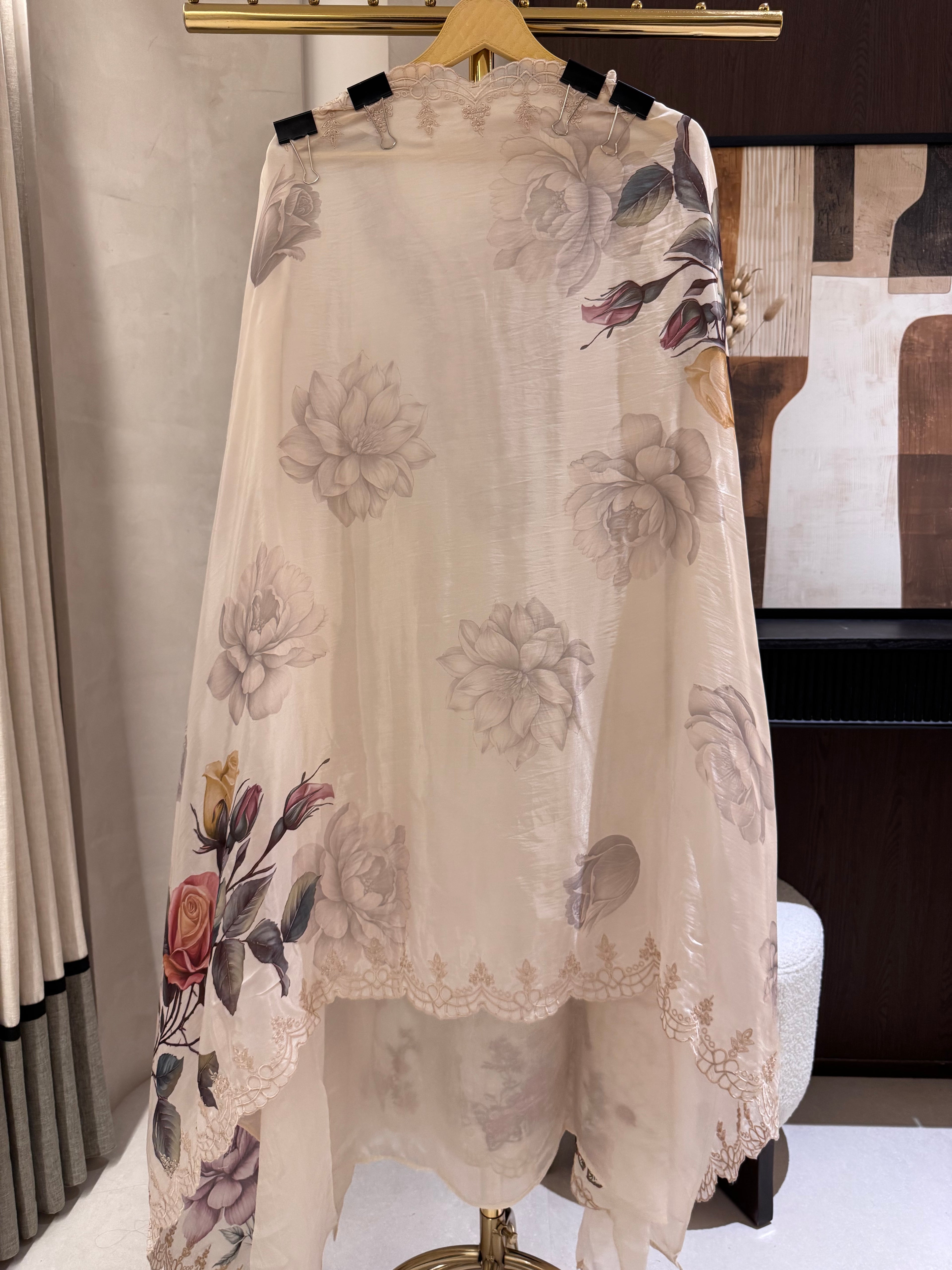 The Garden Scroll — Glass Organza Suit with Digital Print Dupatta-ivory-dupatta