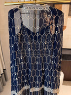 The Noir Rêverie — Georgette Gown with Zari Embroidery & Swarovski-navy-detail
