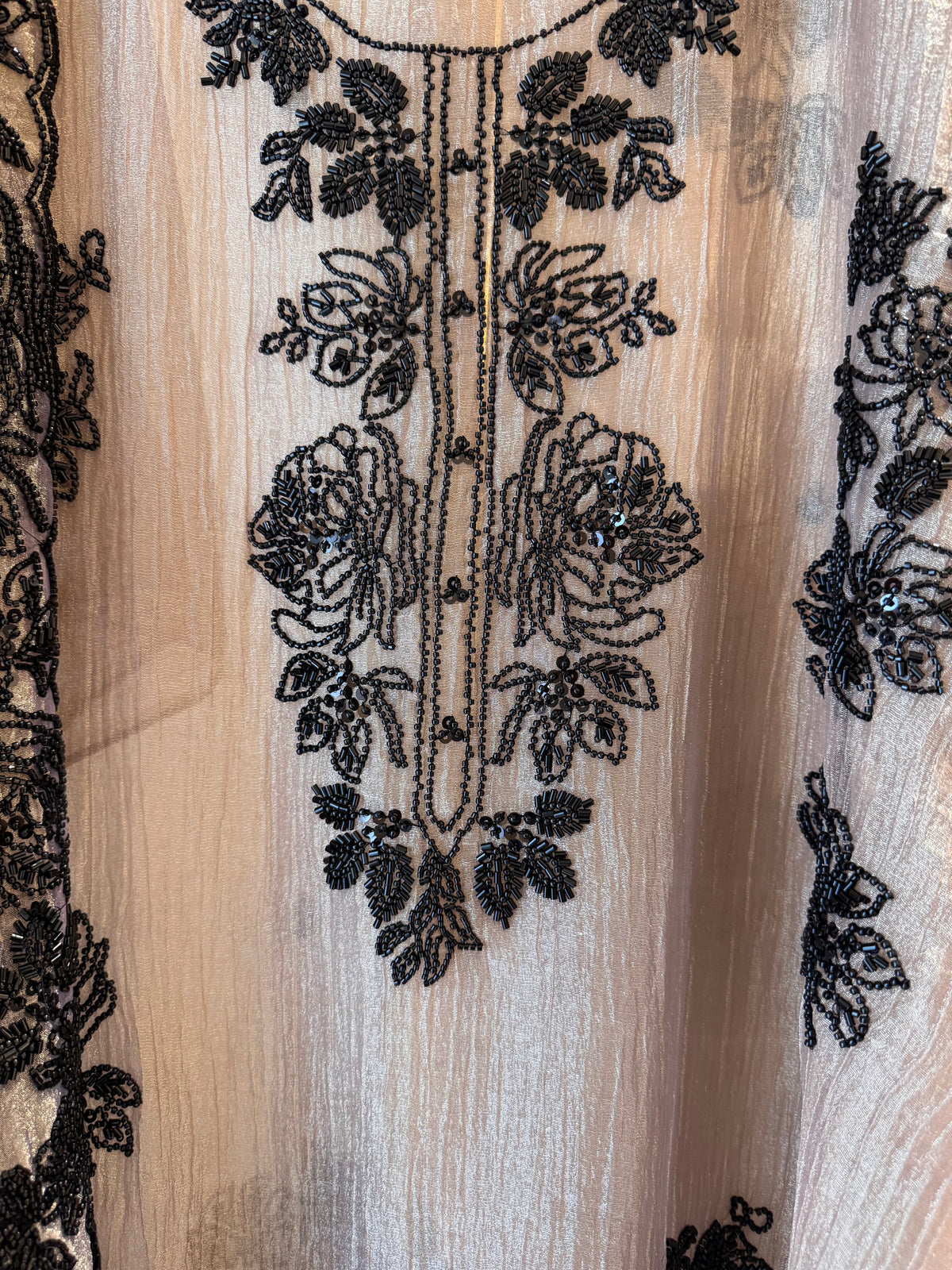 The Black Radiance — Taneria Silk Suit with Bead Embroidery