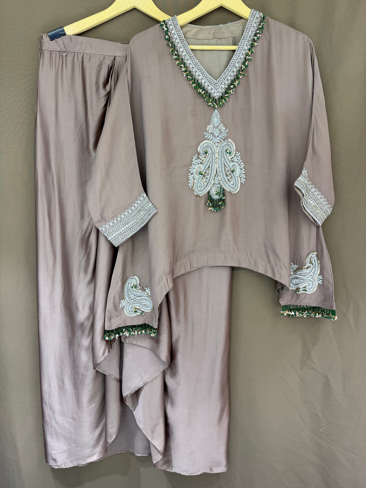 The Dhoti Edit Vol. 02 — Satin Silk Fusion Set with Handwork