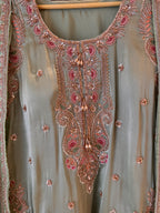 The Meena Aura — Shimmer Silk Set with Thread & Bead Work
