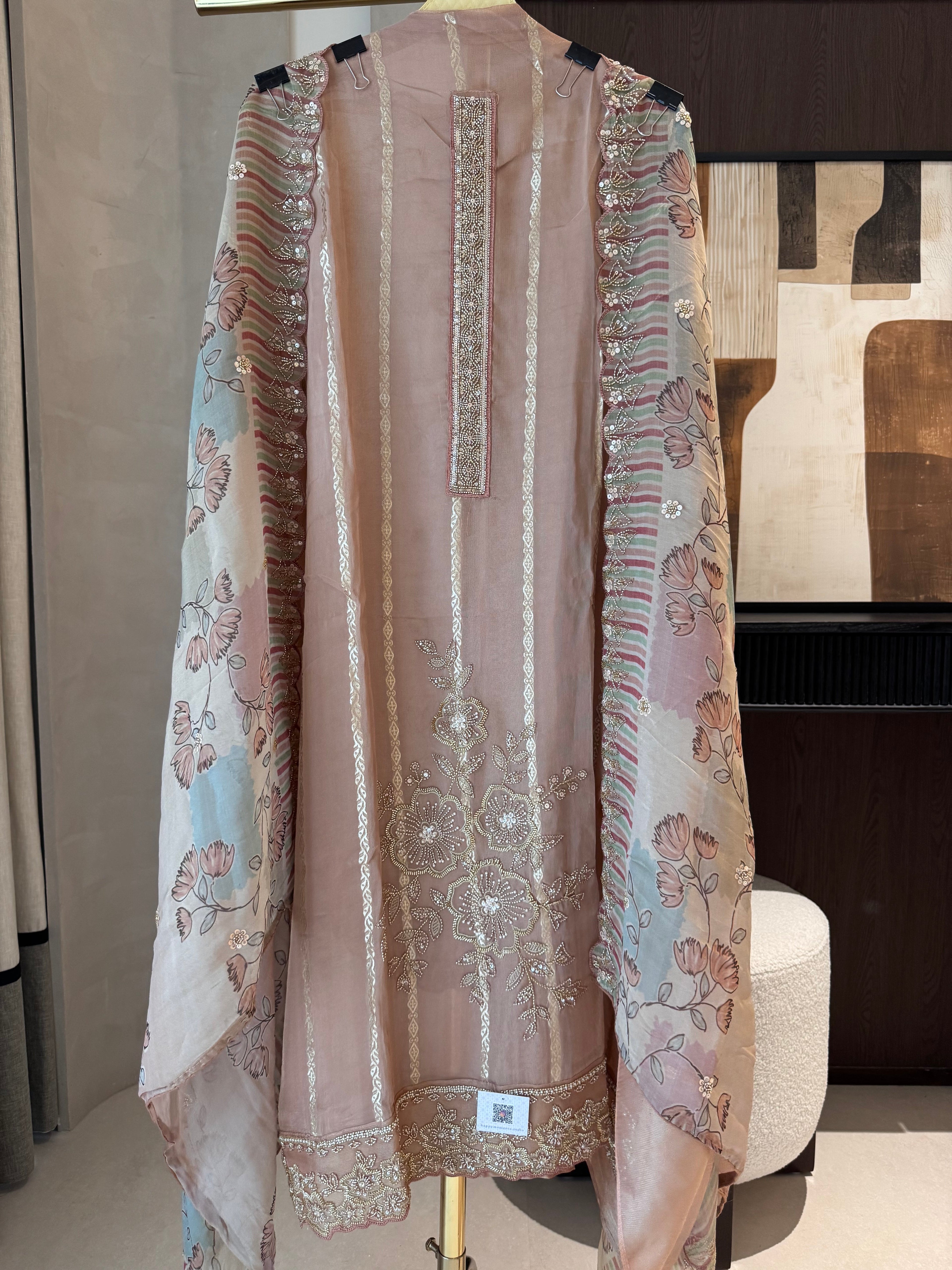 Sanjhi — Shimmer Tissue Suit with Digital Print Organza Dupatta-lilac-front