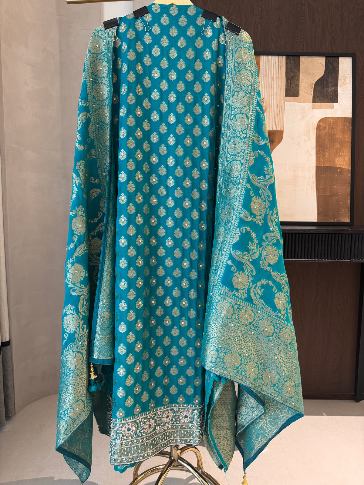 The Khadi Aura — Khadi Georgette Suit with Zari Work