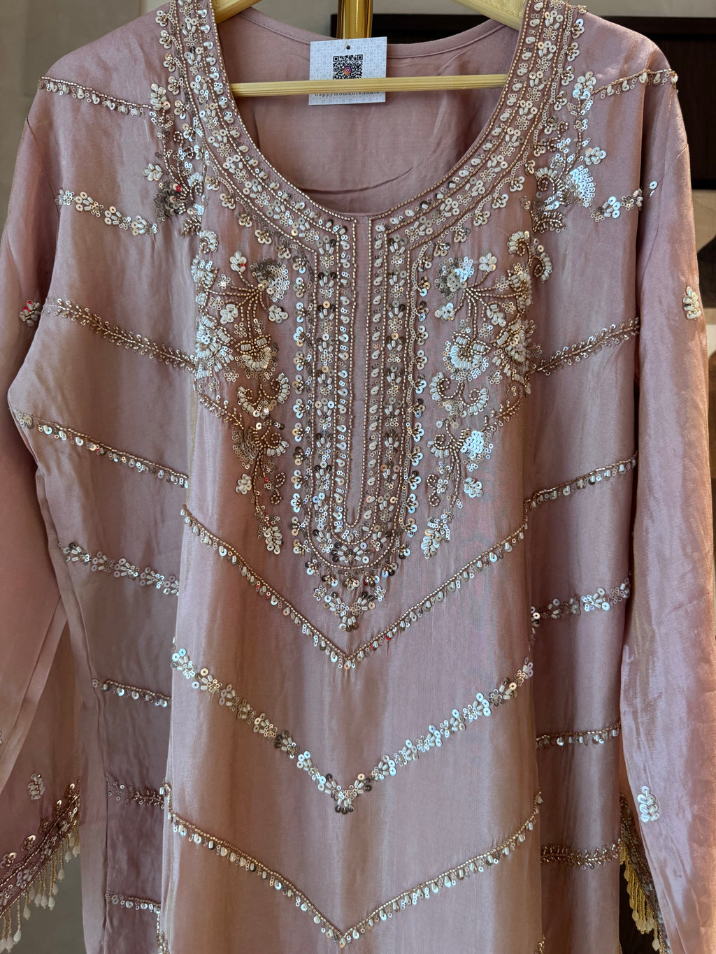 The Elysian Charm — Shimmer Silk Palazzo Suit with Tassel Detail-lilac-front