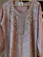 The Elysian Charm — Shimmer Silk Palazzo Suit with Tassel Detail-lilac-front