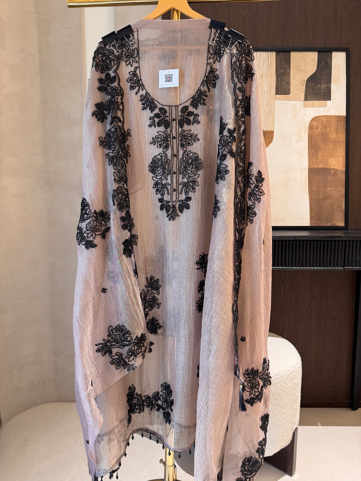 The Black Radiance — Taneria Silk Suit with Bead Embroidery