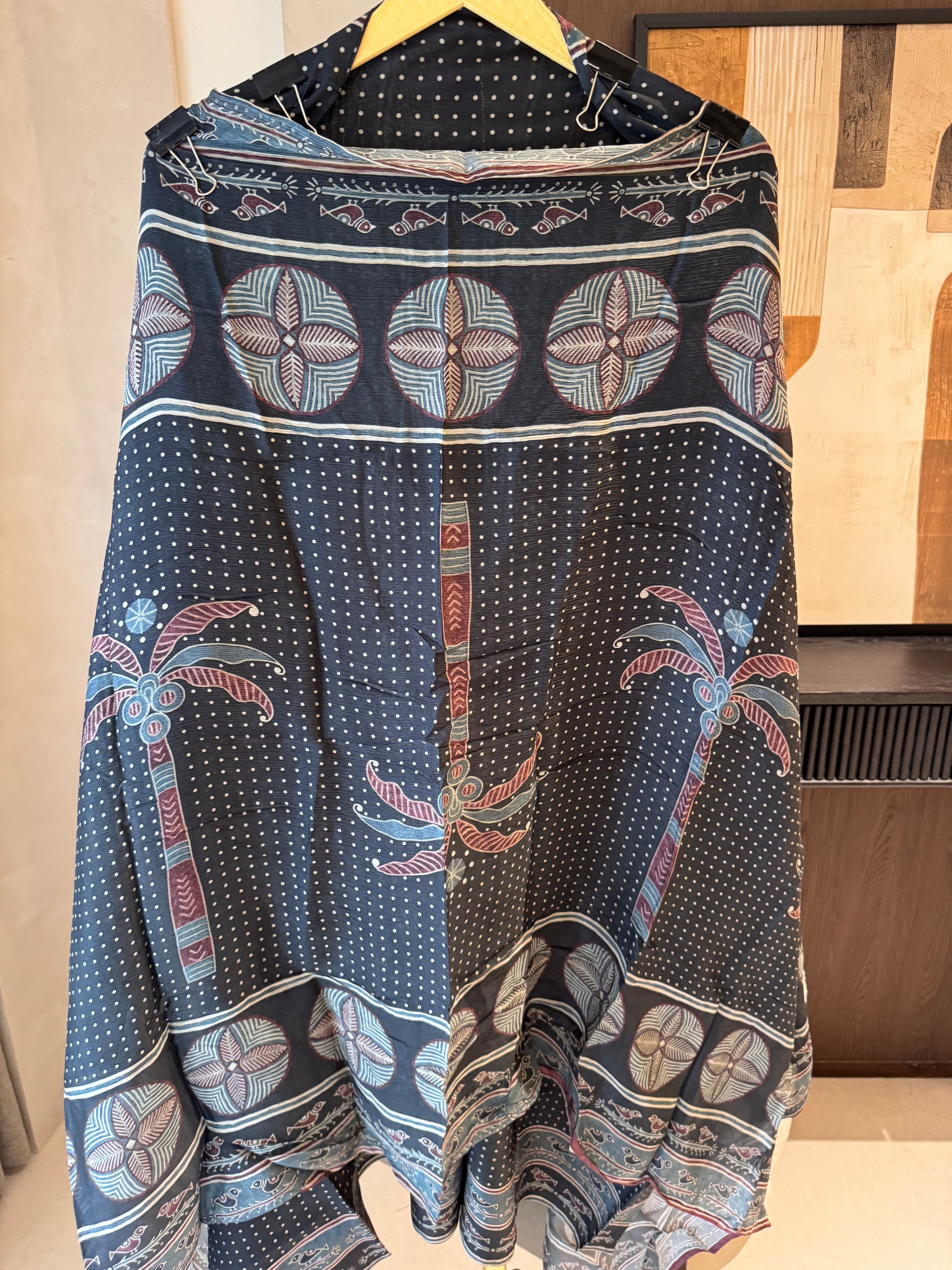 The Isadora Muse — Dola Silk Digital Print Suit-charcoal-dupatta