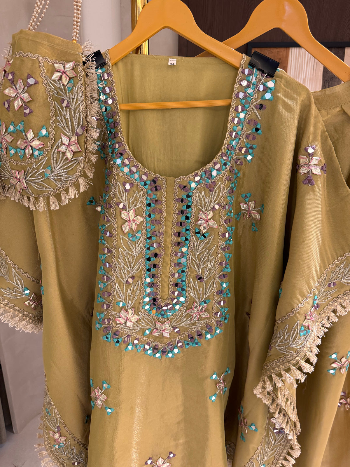 The Kaftan Edit Vol. 01 — Shimmer Silk Set with Mirror Work