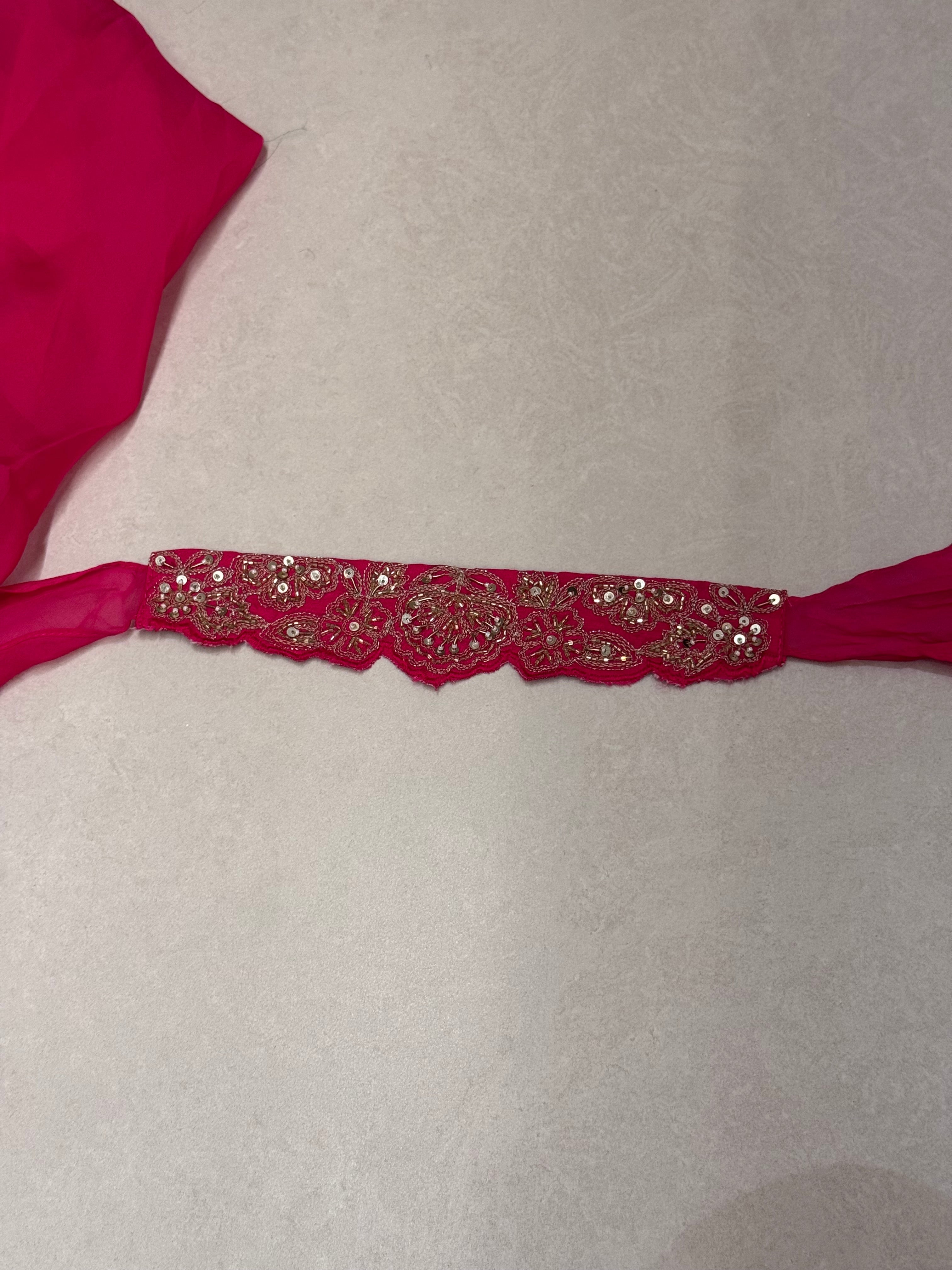 The Rani Bloom — Zardosi Crop Top & Palazzo Set-rani pink-detail