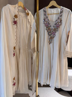 The Rosalie Bloom — Mul Peplum Kameez with Gharara-dusty rose-front
