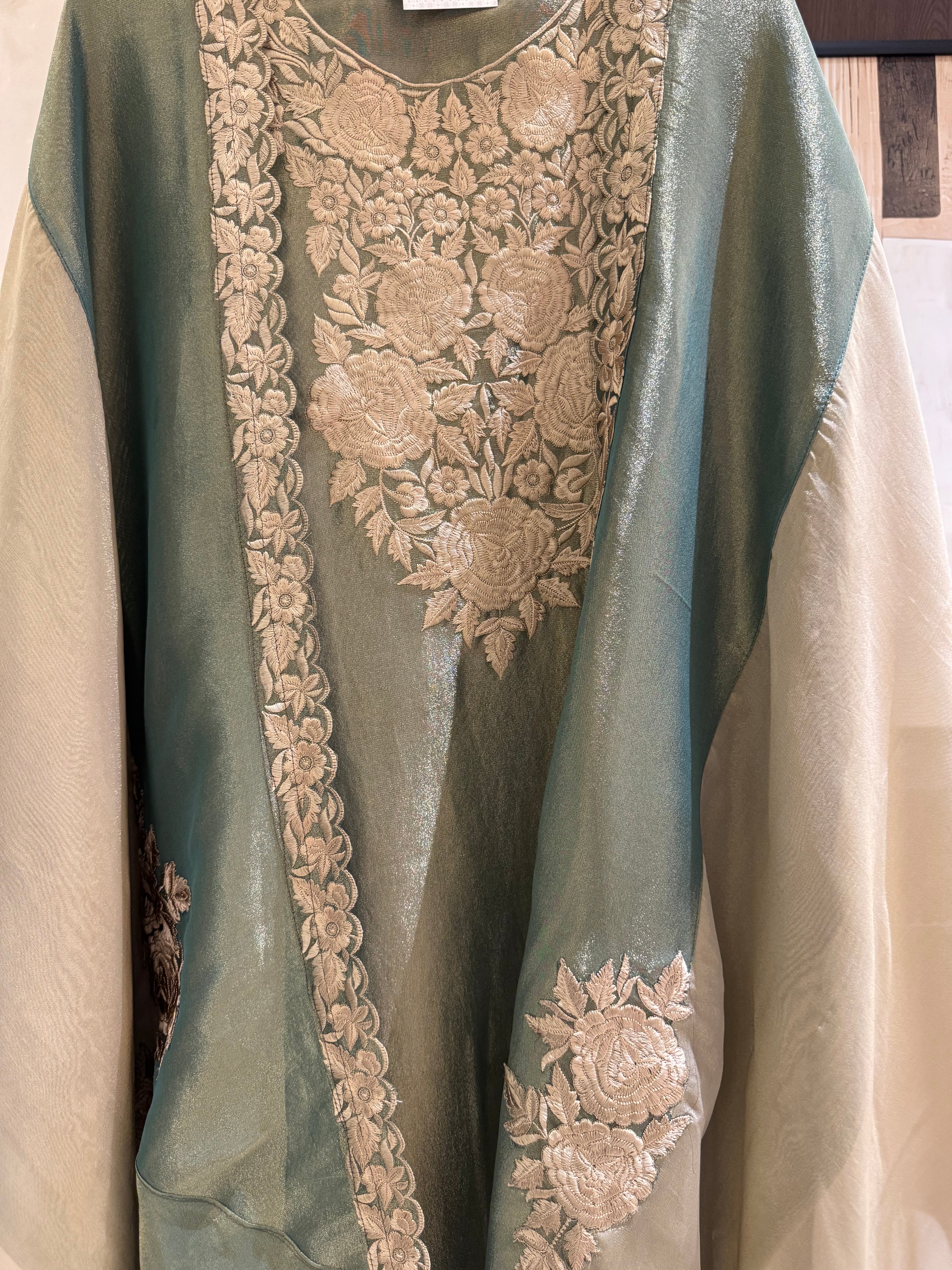 The Sanjh Bloom-Sage Green Front Close Up 