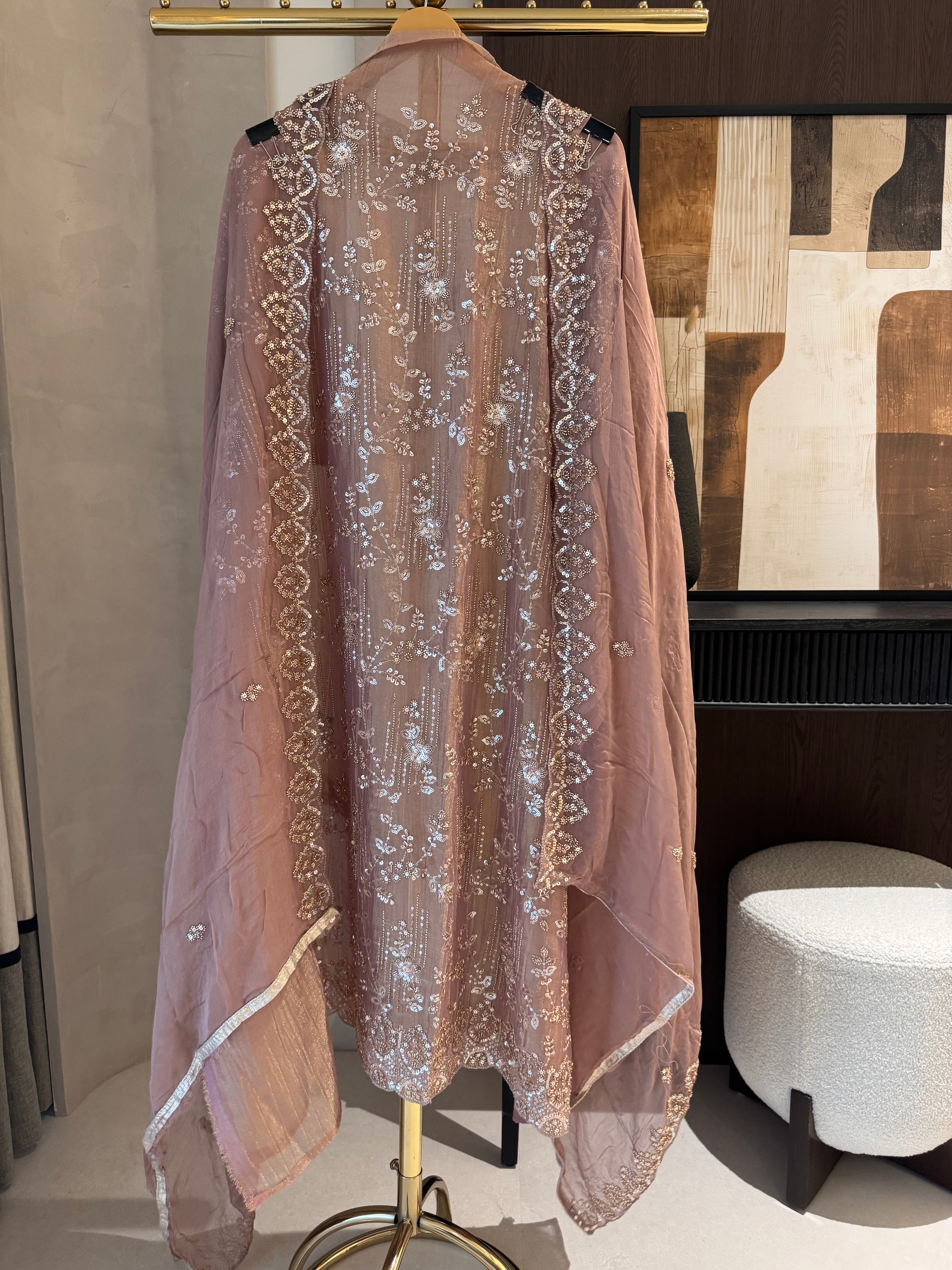 The Amara Bloom — Crush Shimmer Suit with Heavy Beadwork-olive sage-front