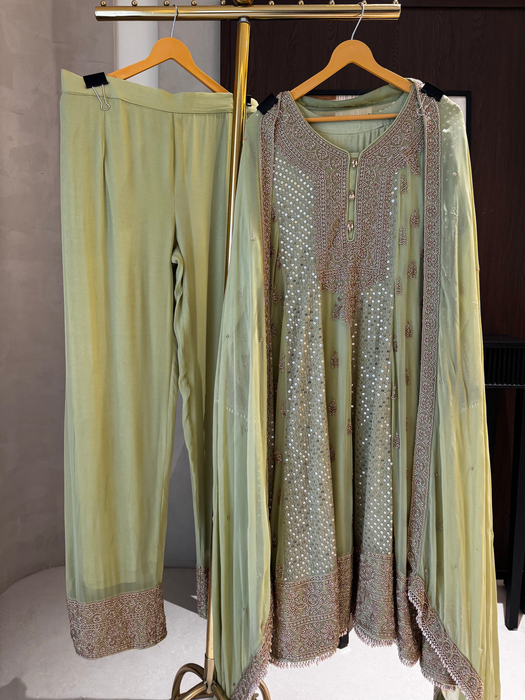 The Regal Flare — Georgette Anarkali Set with Bead Work