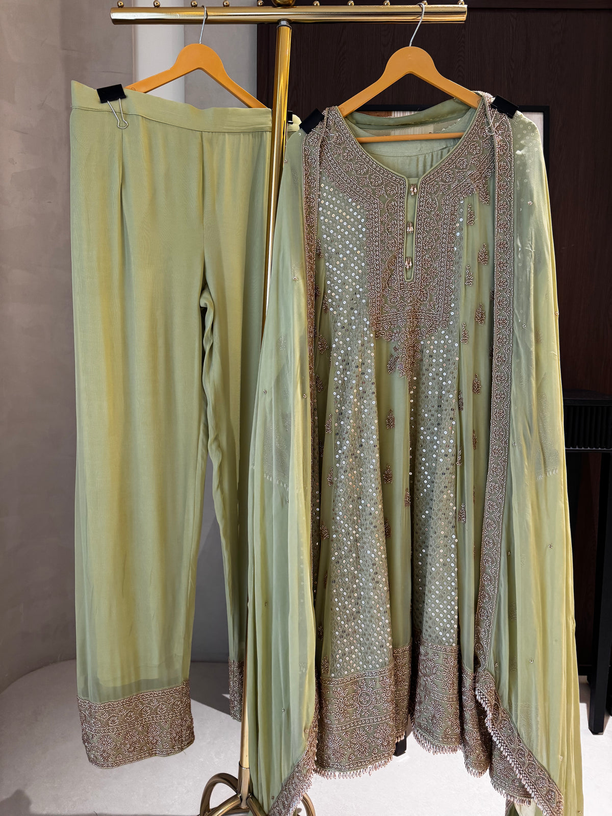 The Regal Flare — Georgette Anarkali Set with Bead Work