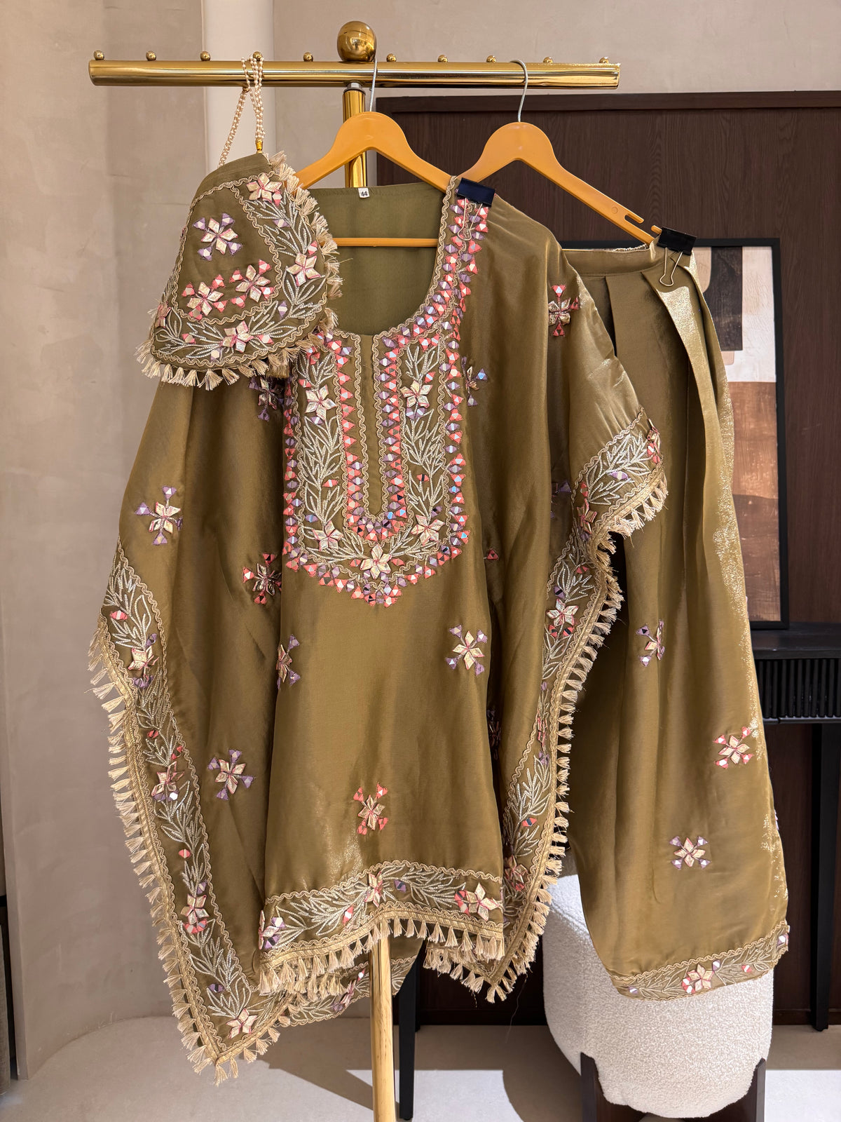 The Kaftan Edit Vol. 01 — Shimmer Silk Set with Mirror Work