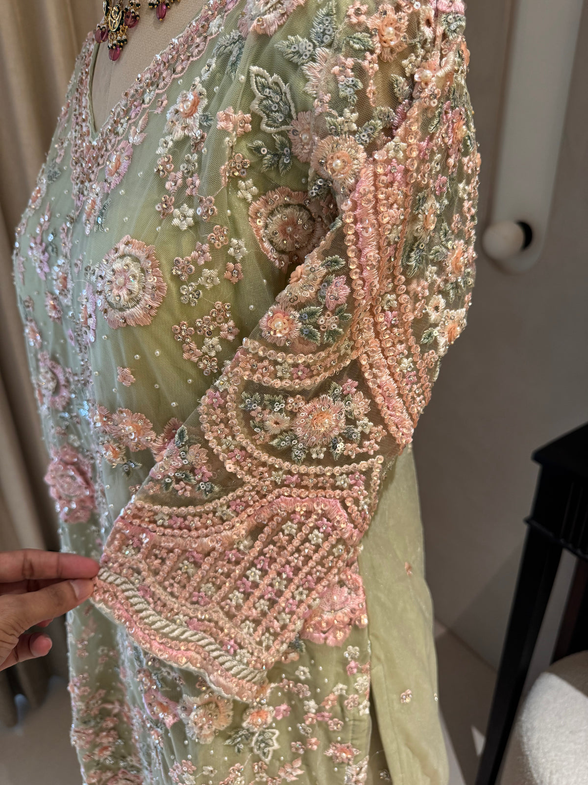 The Petal Veil — Net Set with 3D Floral Embroidery