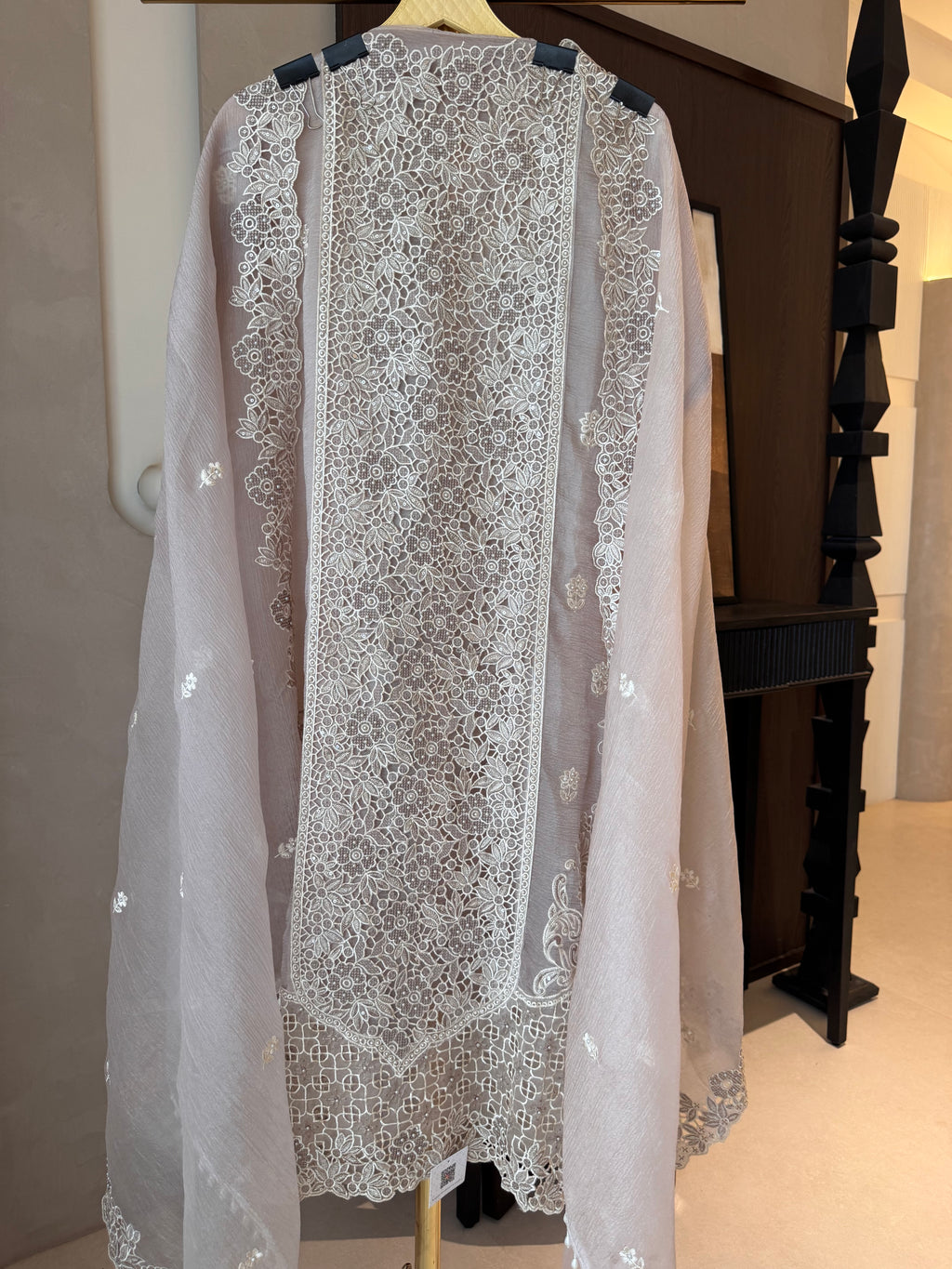 The Marble Lattice — Marble Chiffon Suit with Cutwork