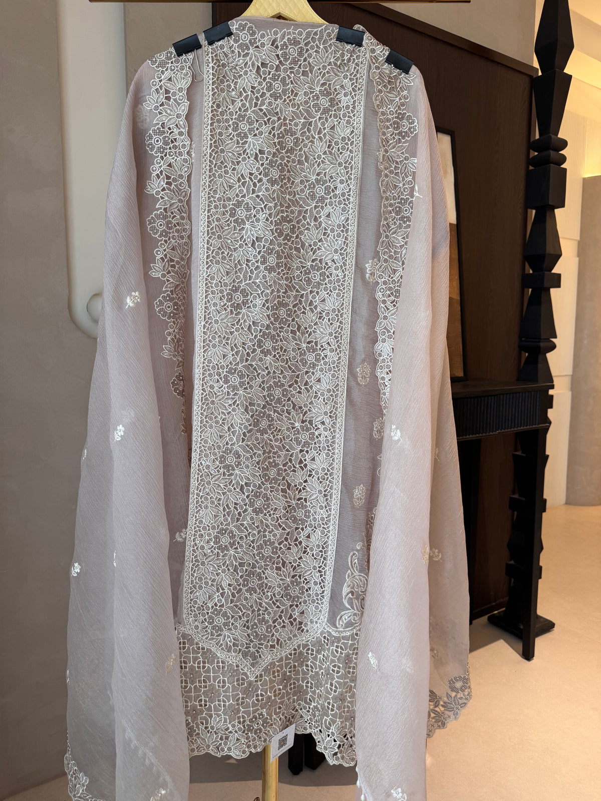 The Marble Lattice — Marble Chiffon Suit with Cutwork