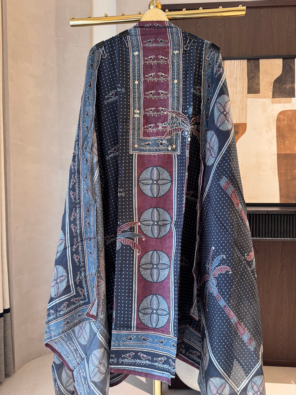 The Isadora Muse — Dola Silk Digital Print Suit-charcoal-front