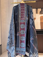 The Isadora Muse — Dola Silk Digital Print Suit-charcoal-front