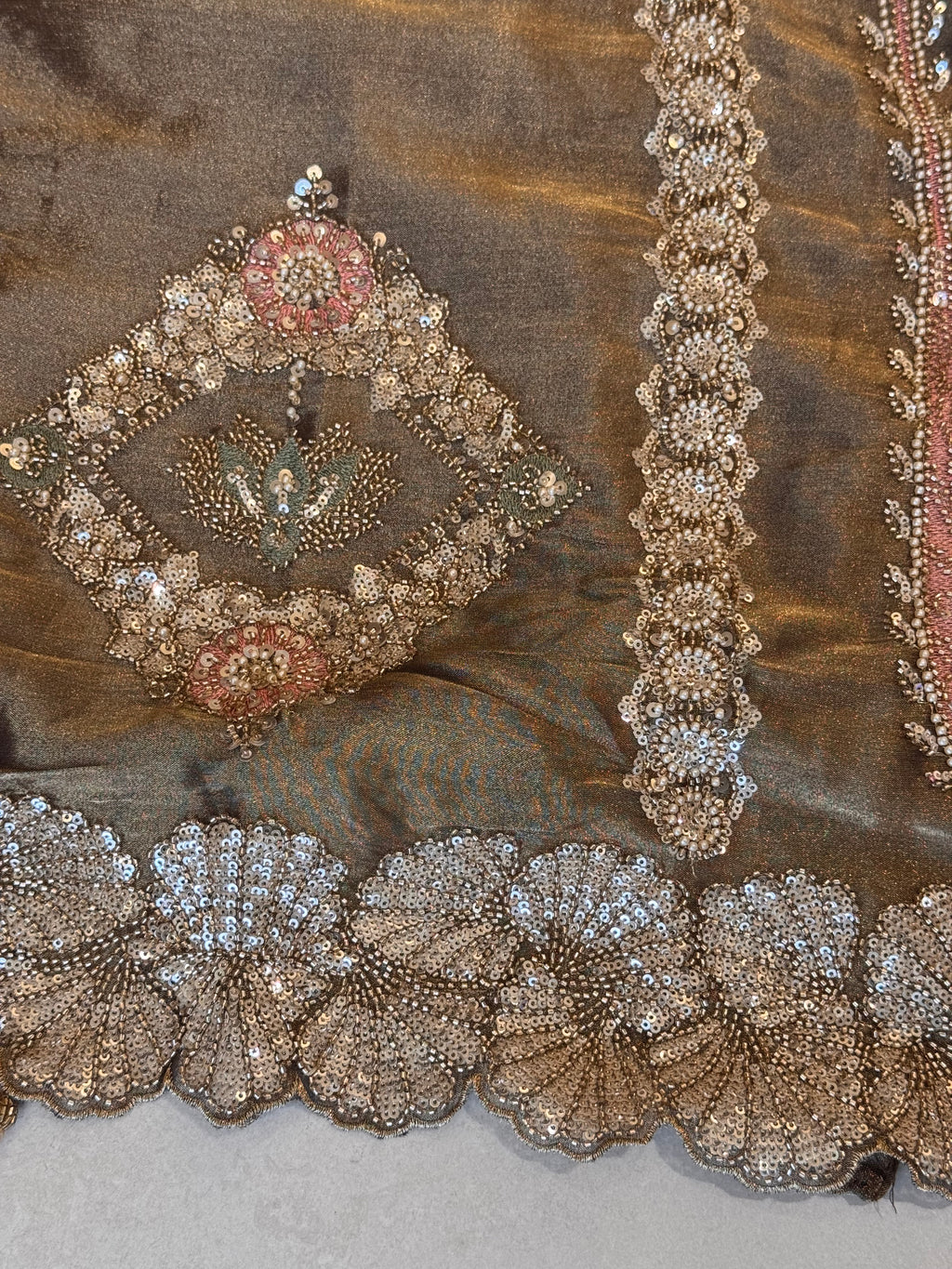 The Paisley Vine — Shimmer Tissue Suit with Bead Embroidery