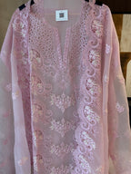 The Ivy Muse — Marble Chiffon Suit with Cutwork & Swarovski-pista-close up