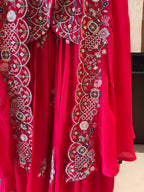 The Seraphine Bloom — Indowestern Cape Set with Zardosi Embroidery-ivory-front