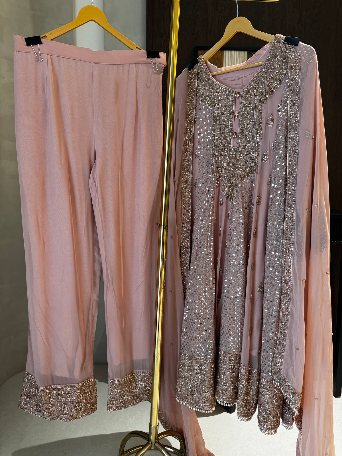 The Regal Flare — Georgette Anarkali Set with Bead Work