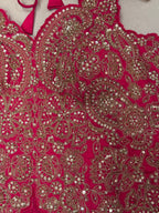 The Rani Bloom — Zardosi Crop Top & Palazzo Set-rani pink-hem