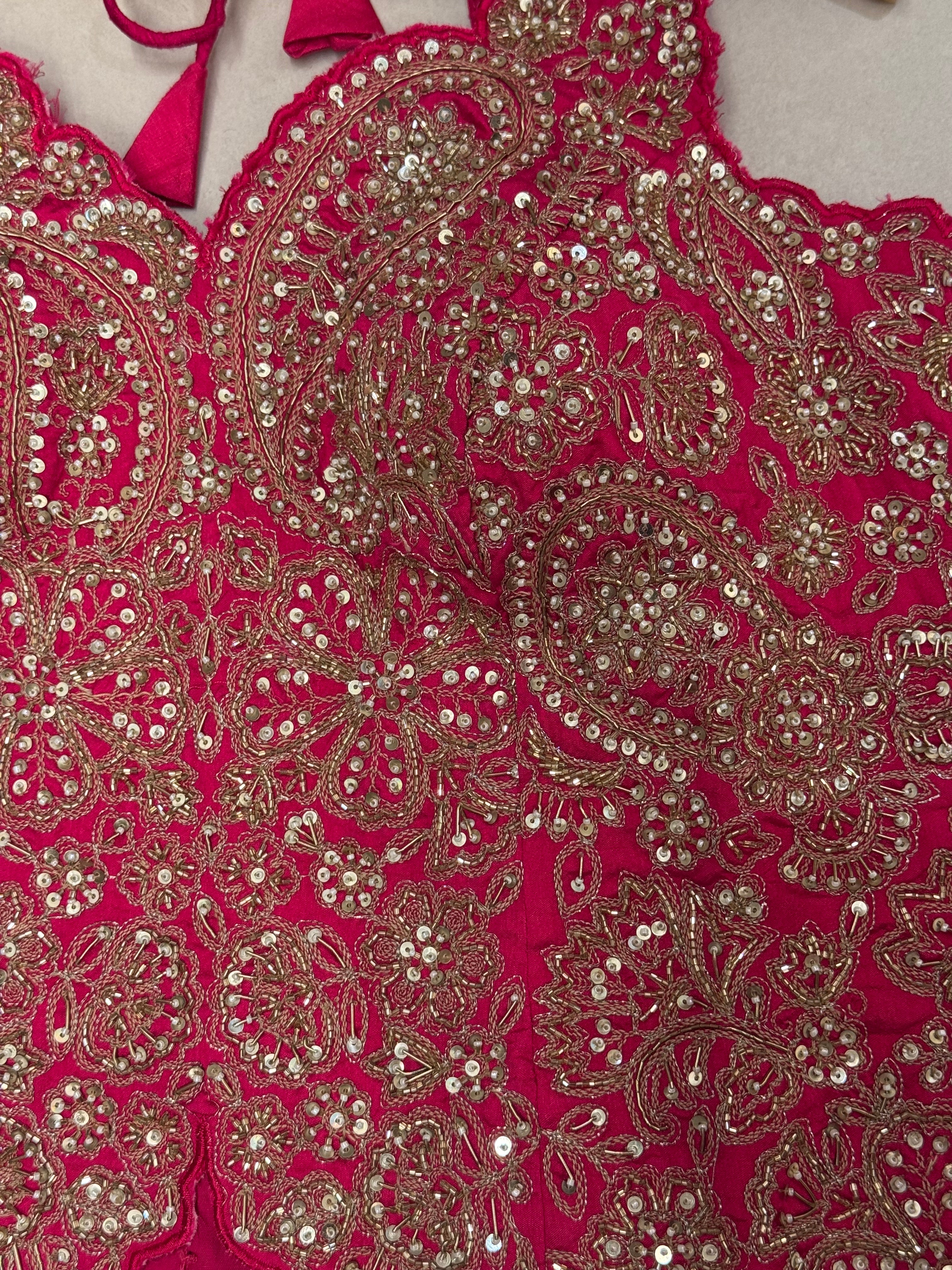 The Rani Bloom — Zardosi Crop Top & Palazzo Set-rani pink-hem