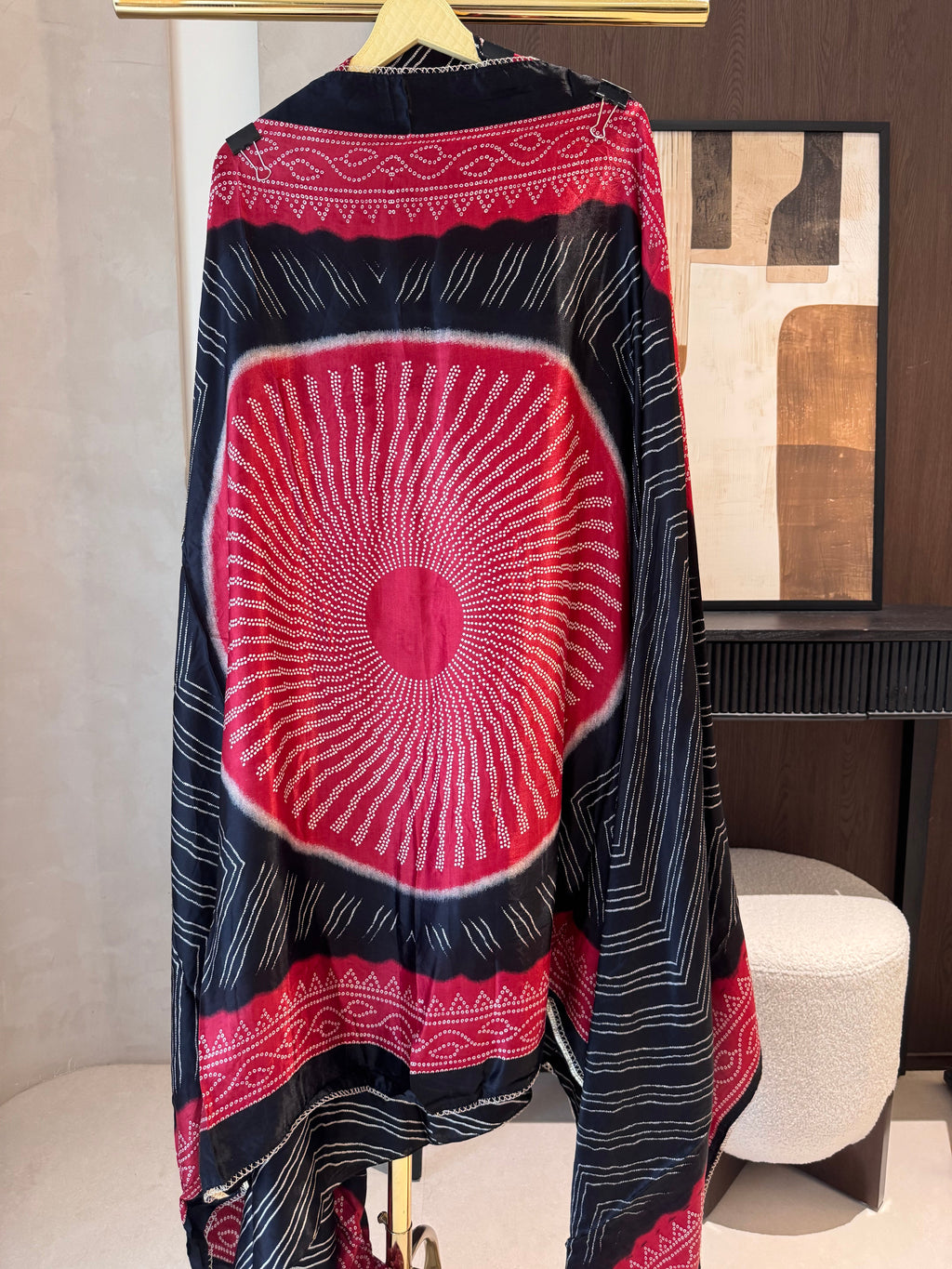 The Meera Muse — Bandhani Gaji Silk Suit with Mirror Work-black-dupatta