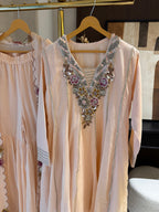 The Rosalie Bloom — Mul Peplum Kameez with Gharara-ivory-close up