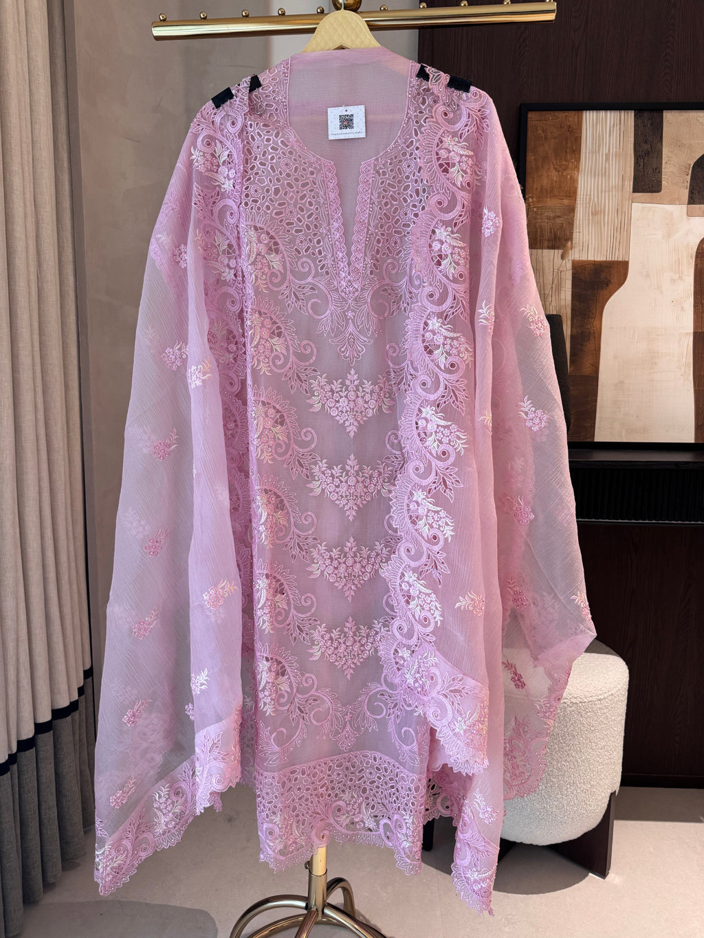 The Ivy Muse — Marble Chiffon Suit with Cutwork & Swarovski-pista-front