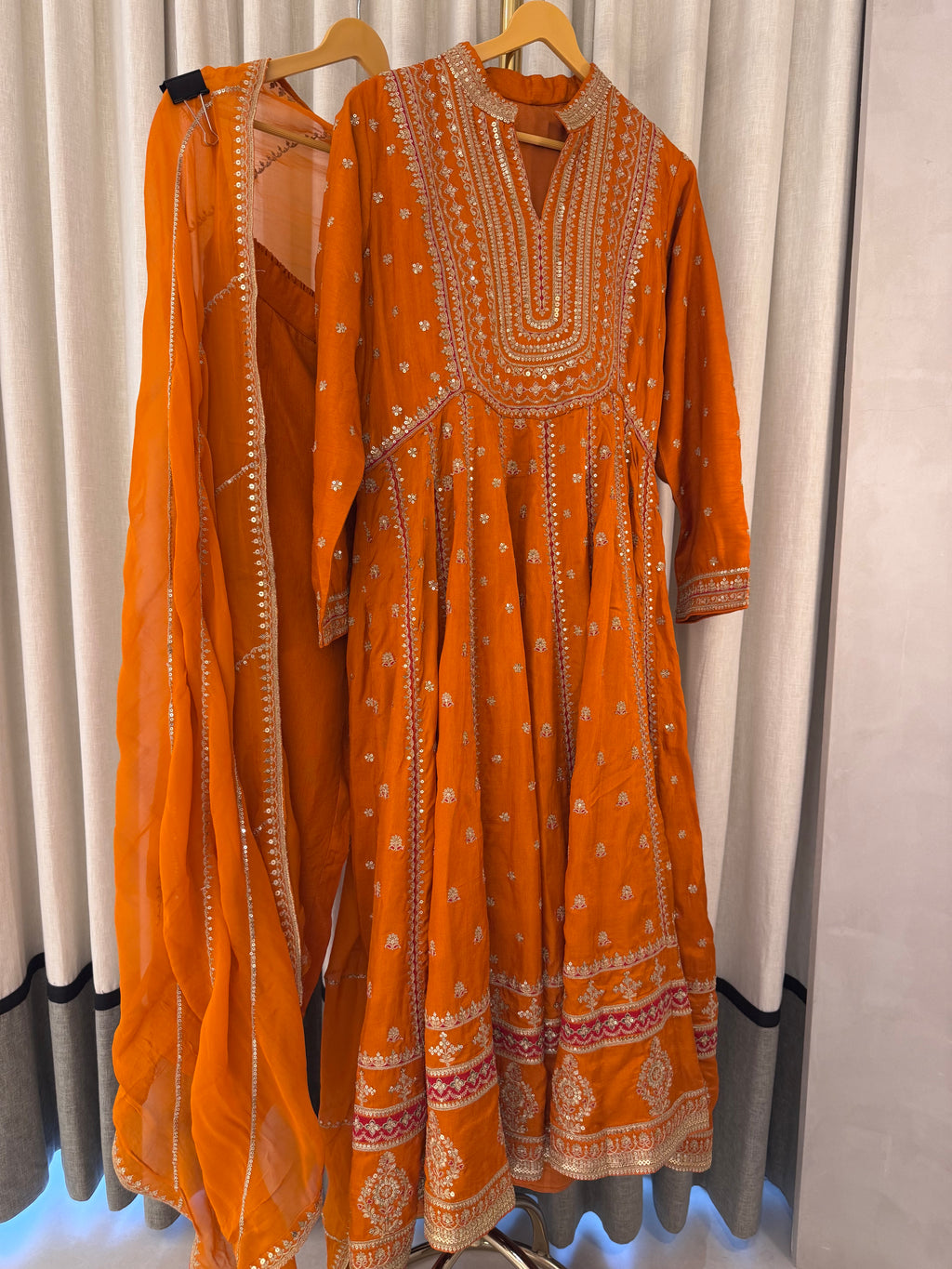 The Anarkali Edit Vol. 01 — Silk Anarkali with Dori Work-marigold-front